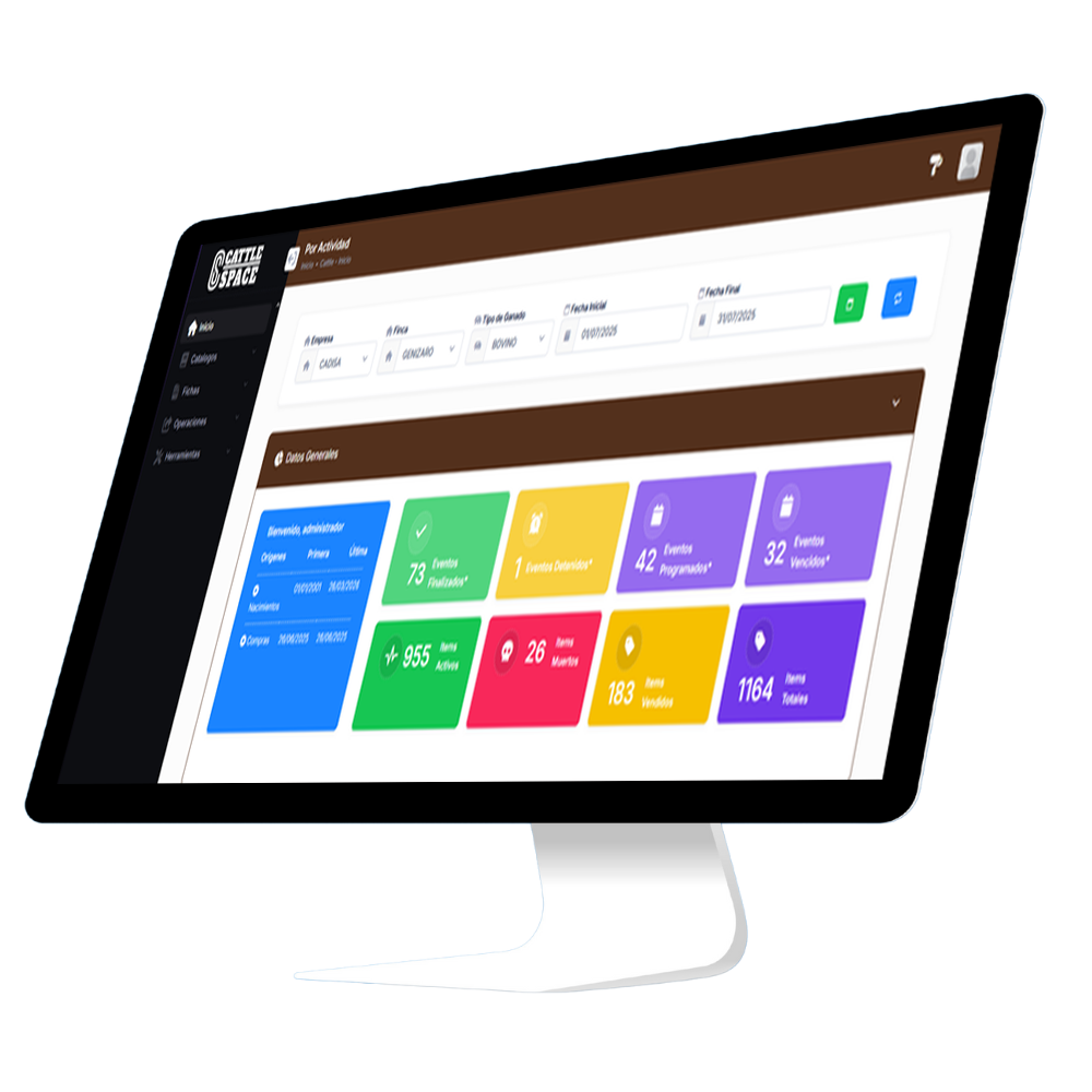 Computadora con el software para control de ganado